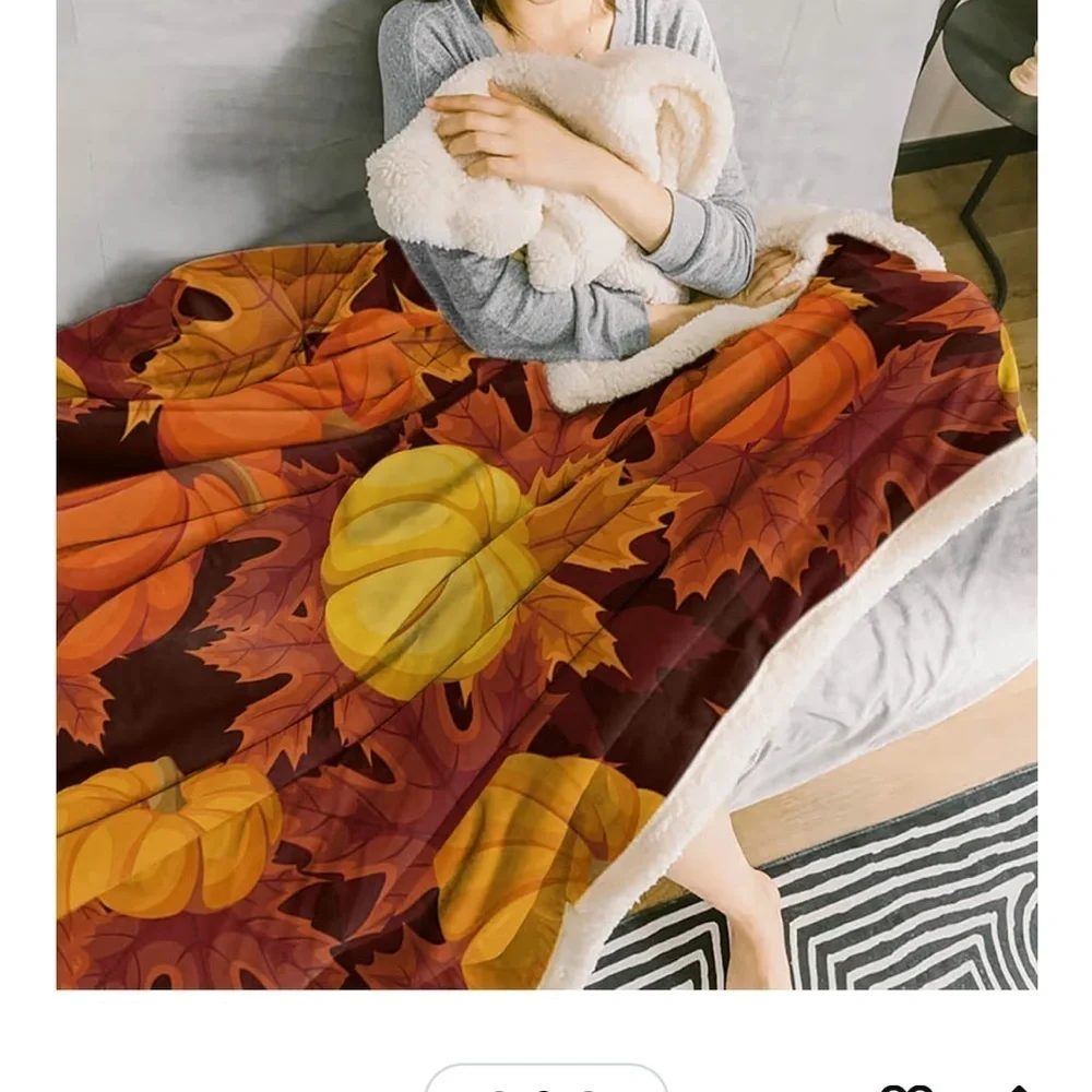 NWT Autumn Pumpkin Throw Blanket 50 x 60.